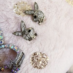 Playboy black eye crystal stud earrings!